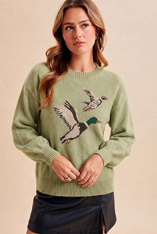 Lakeside Duck Sweater-Sage