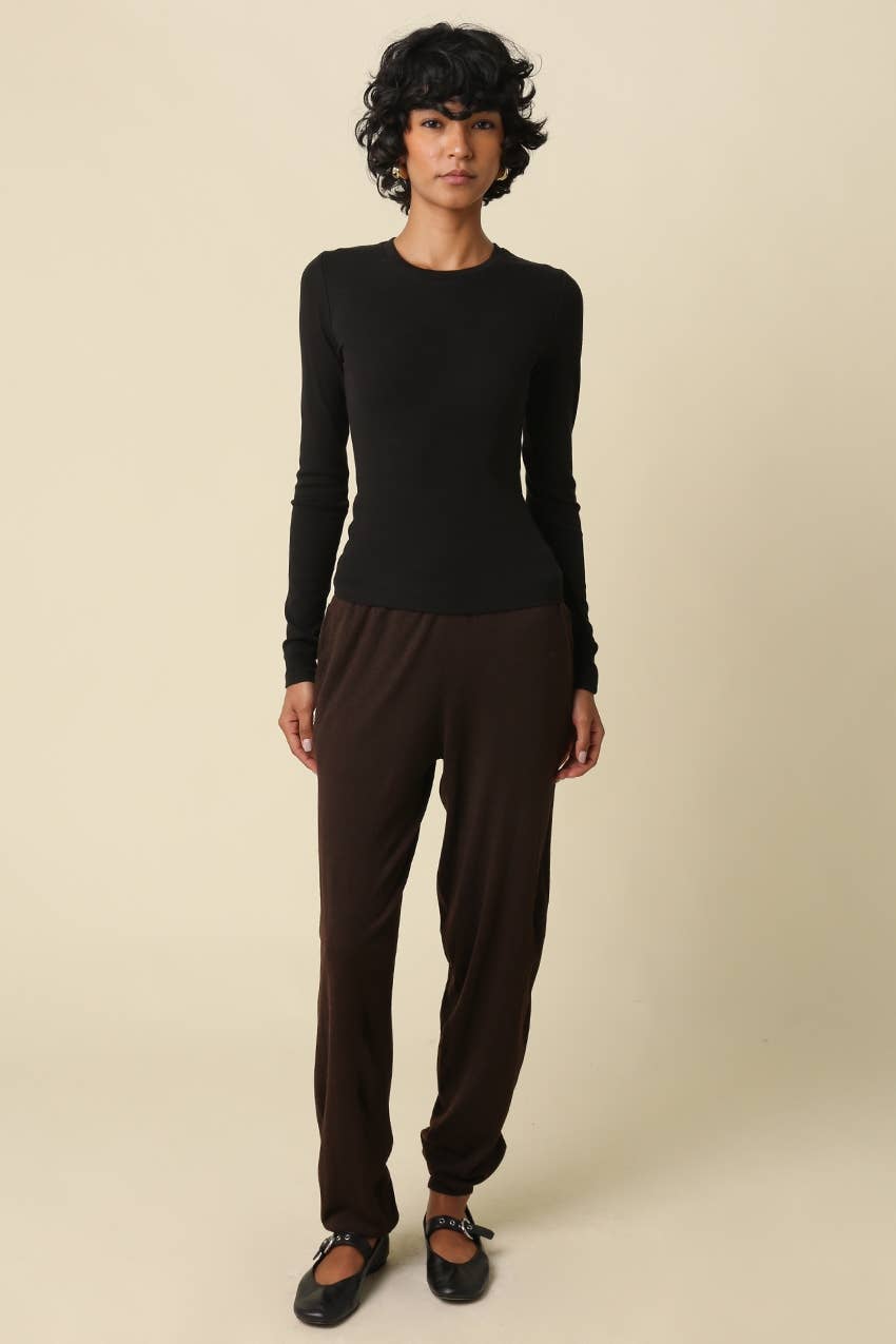 Cool Enough Crew Neck Top-Black