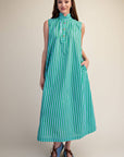 Nantucket Stripe Maxi Dress-Green