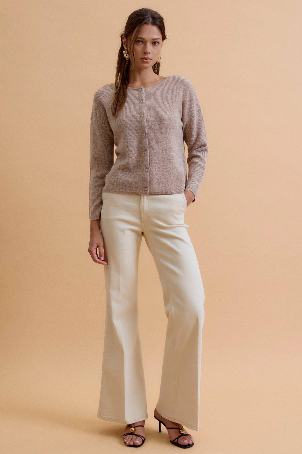 Gentle Days Ribbed Cardigan-Mocha