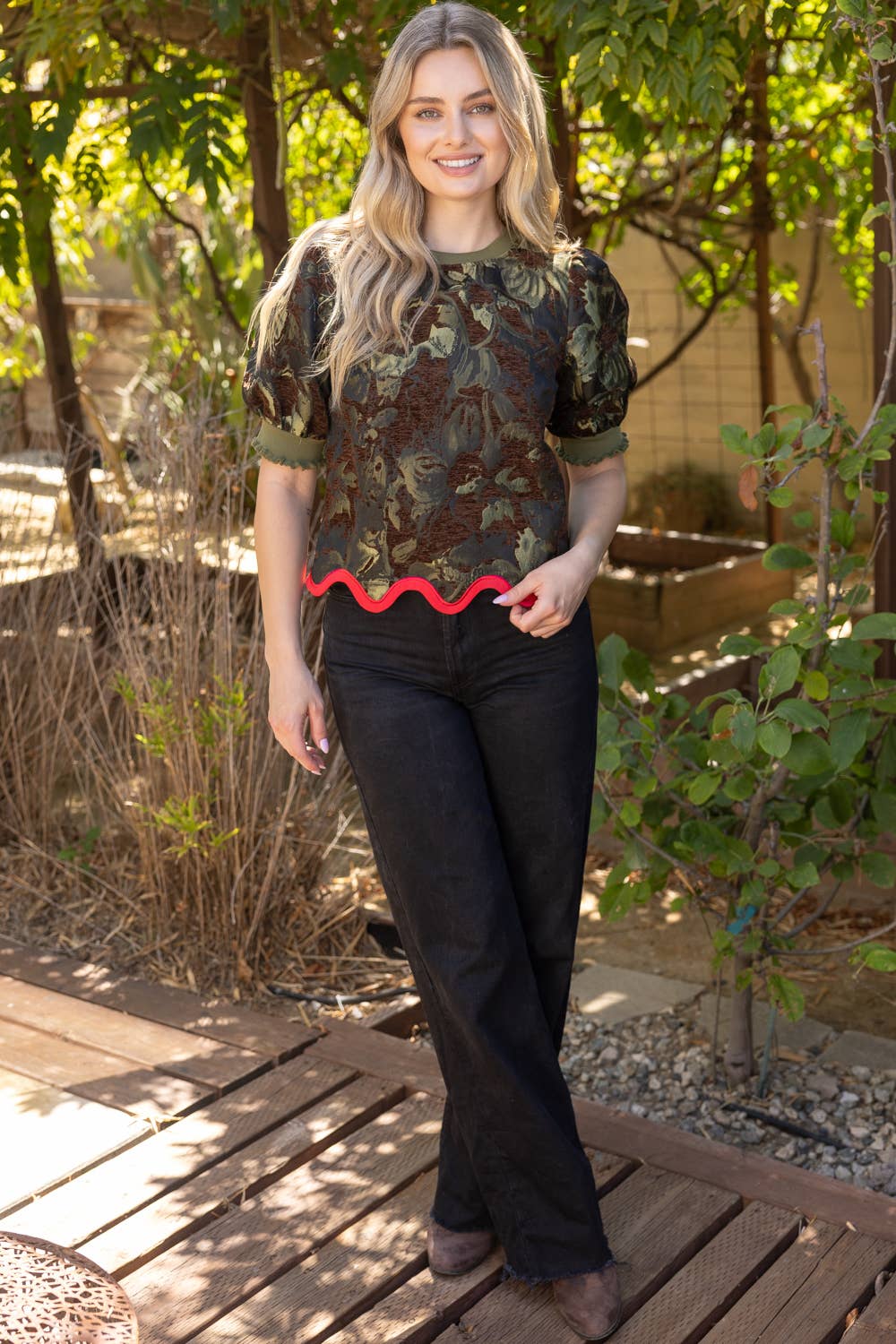 Floral Sketch Jacquard Top