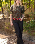 Floral Sketch Jacquard Top