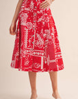 Rope Me In Midi Skirt-Red