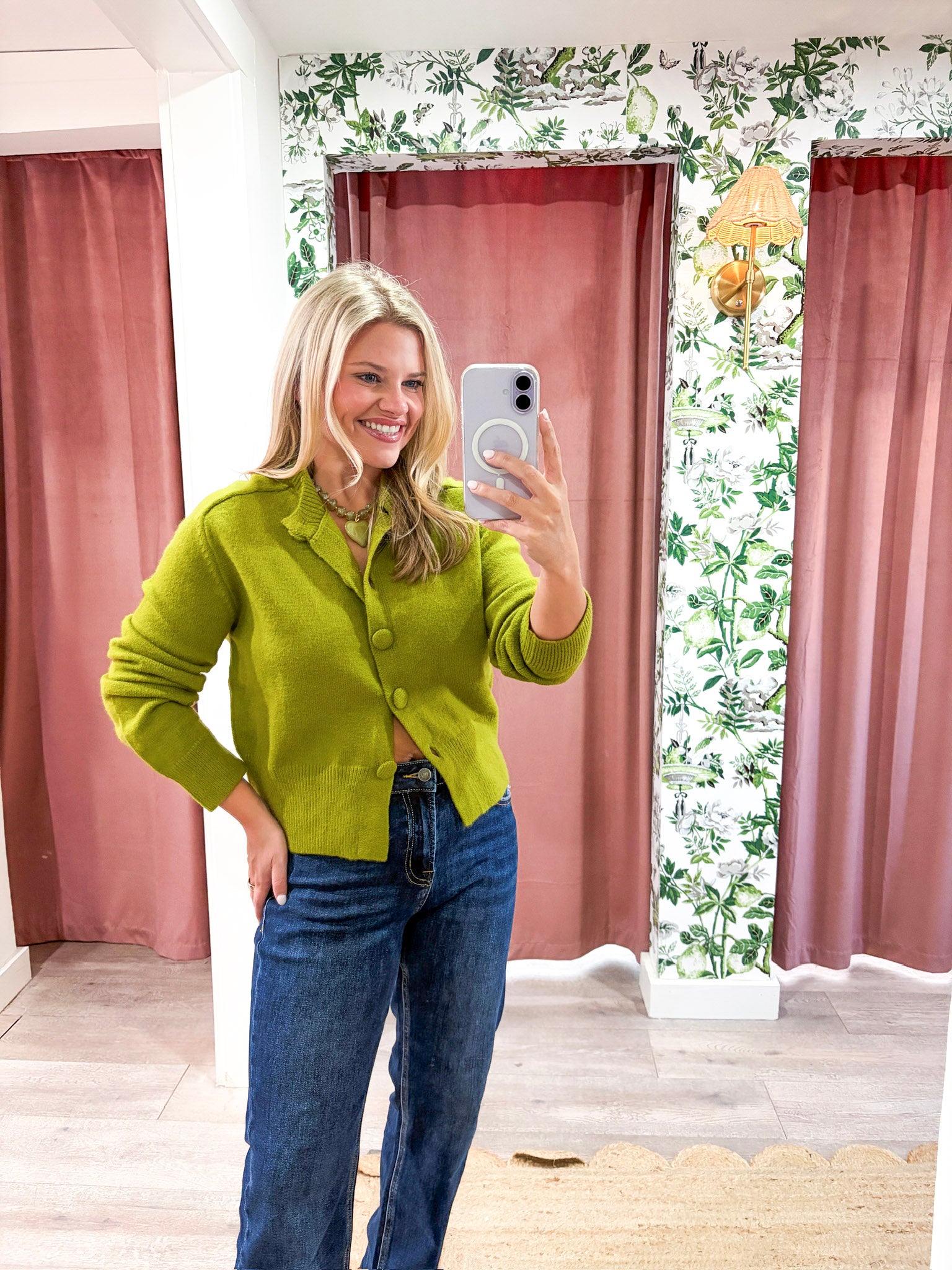 Fireside Cottage Cardigan-Light Olive