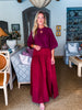 Fit & Flare Maxi Skirt-Wine