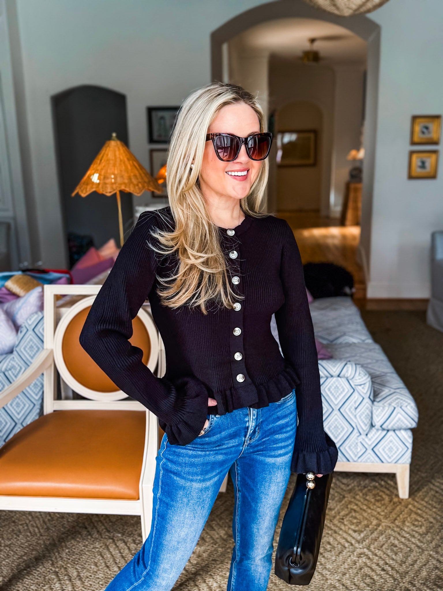 Falling for Cozy Knit Cardigan-Black