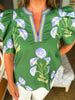 Tour The Town Floral Top-Green