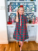 Joyful Plaid Mini Dress-Green