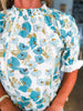 Carefree Charm Floral Top-Light Teal