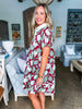 Blossom Floral Bliss Mini Dress-Burgundy