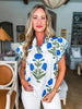 Lavender Love Floral Top-Off White/Blue
