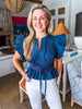 Whirlwind Romance Poplin Top-Navy