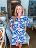 Tropical Villa Mini Dress-Slate Blue