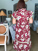 Meadow Moment Floral Midi Dress-Wine