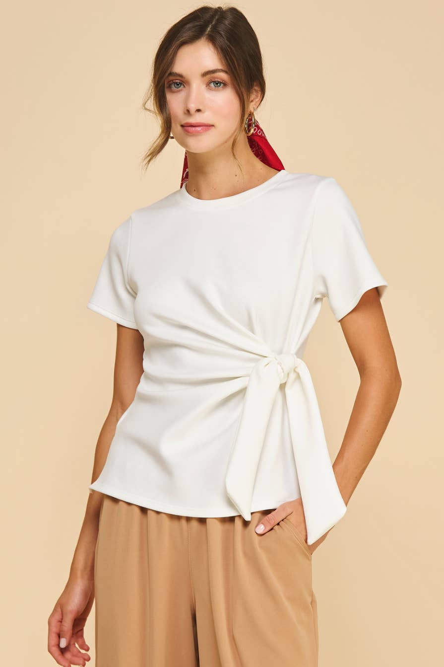 Easy On Me Knot Top-Off White