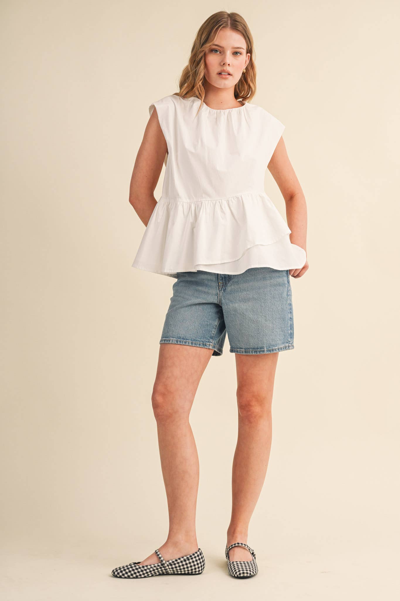 Sunday Melody Peplum Top-Off White