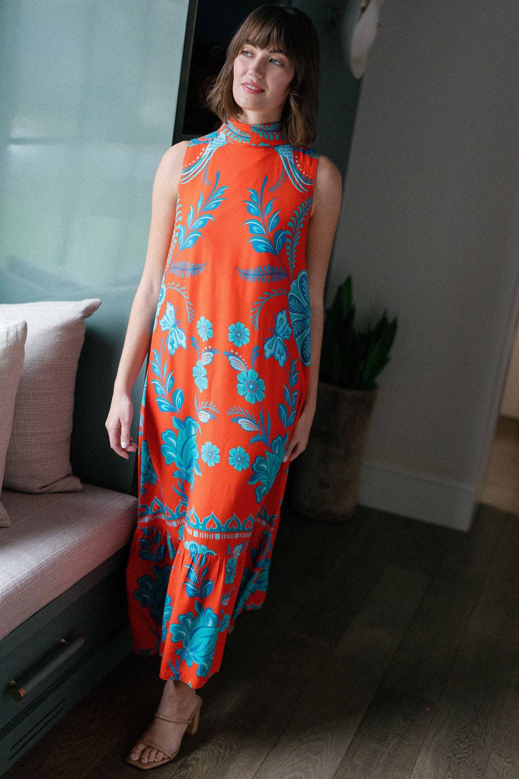Sunset Coral Maxi Dress