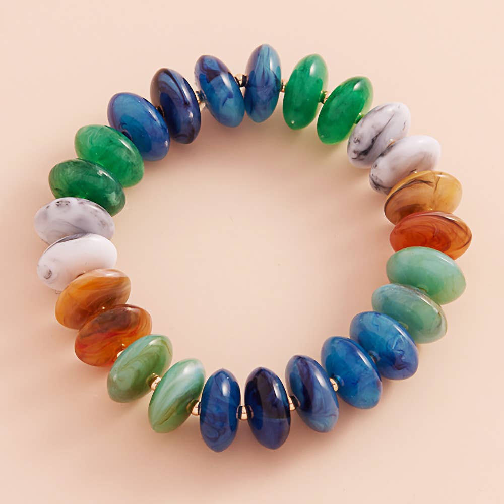 Ombre Oval Stretch Bracelet-Blue