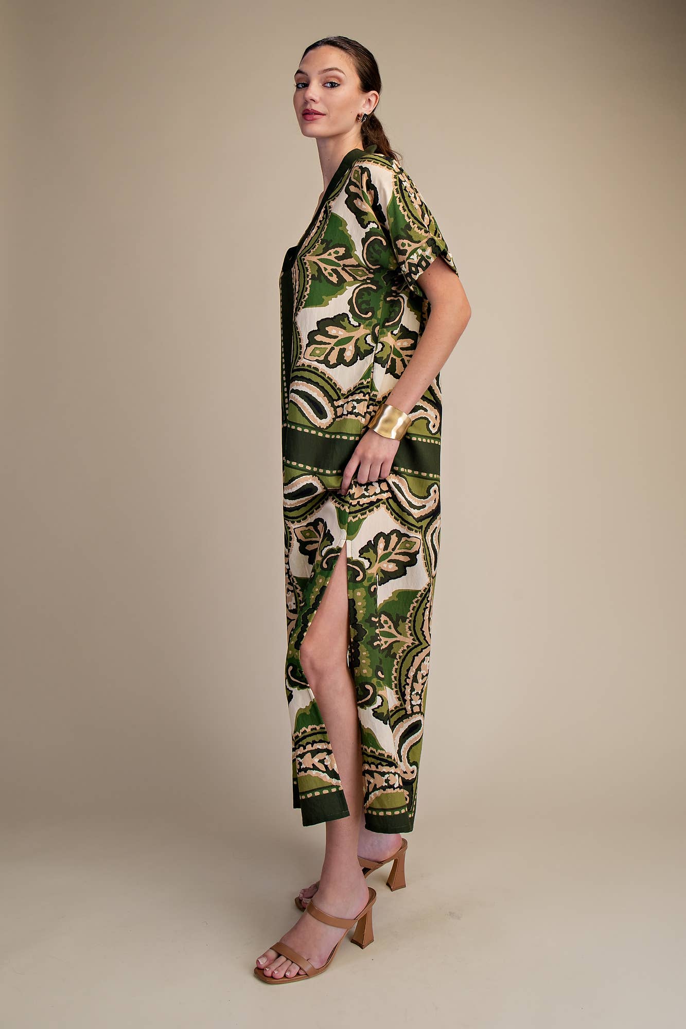 The Marbella Paisley Maxi Dress-Olive