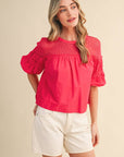 Sheer Romance Bubble Top-Raspberry Pink