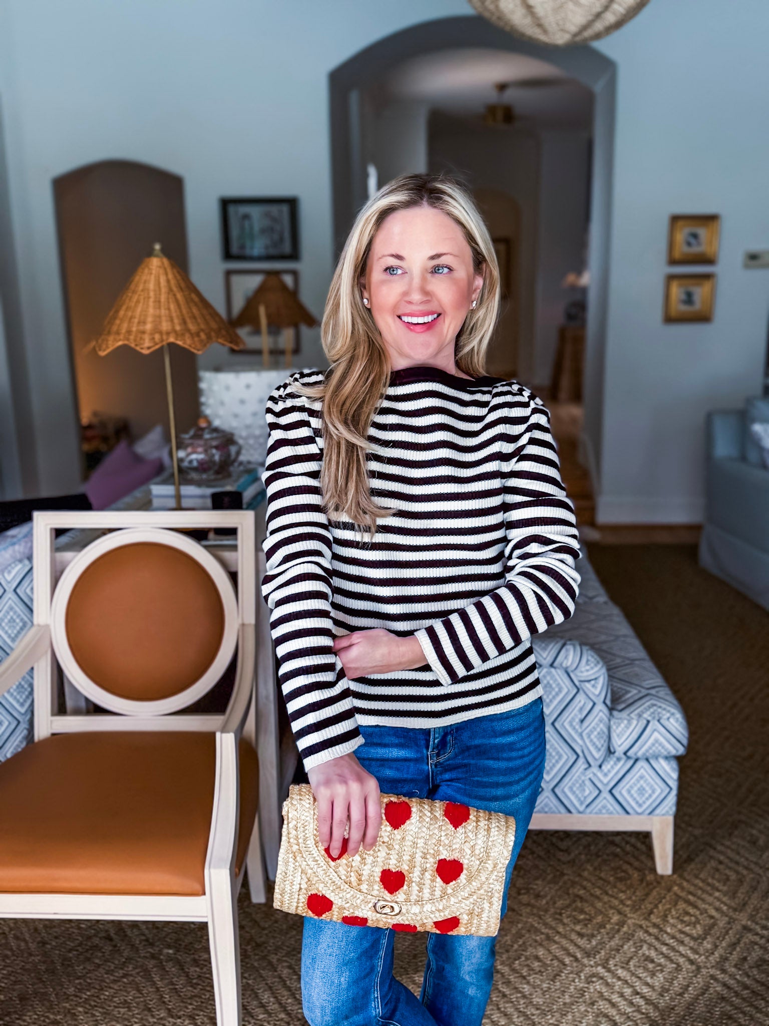 Nantucket Days Ribbed Top-Black/Ivory