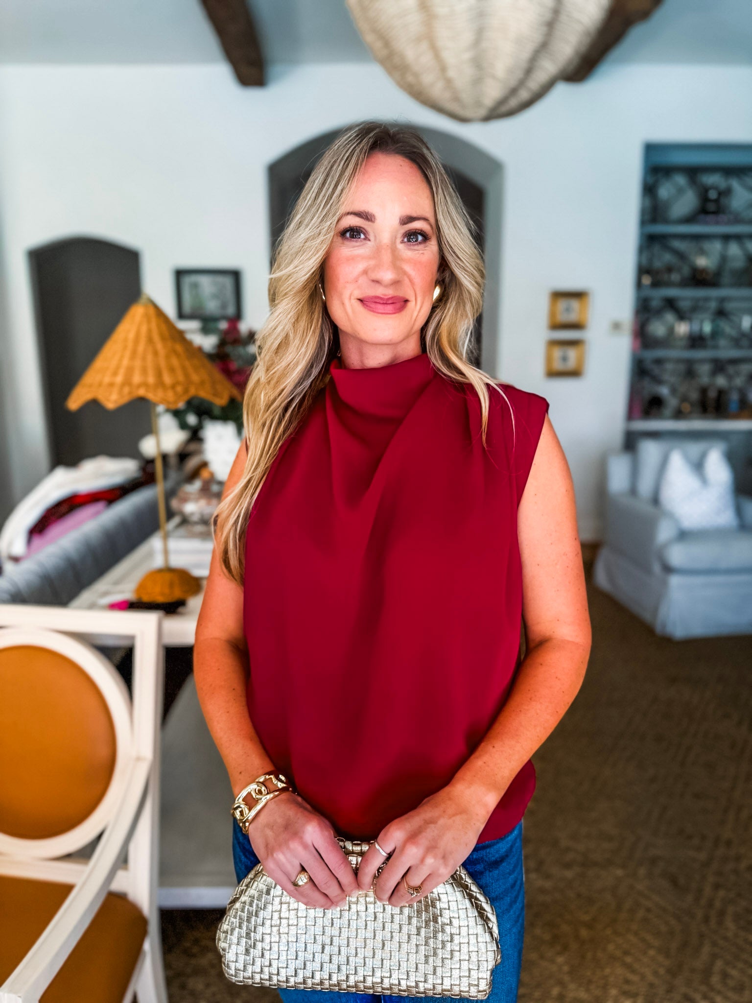 Polished Affair Top-Burgundy