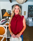 Polished Affair Top-Burgundy
