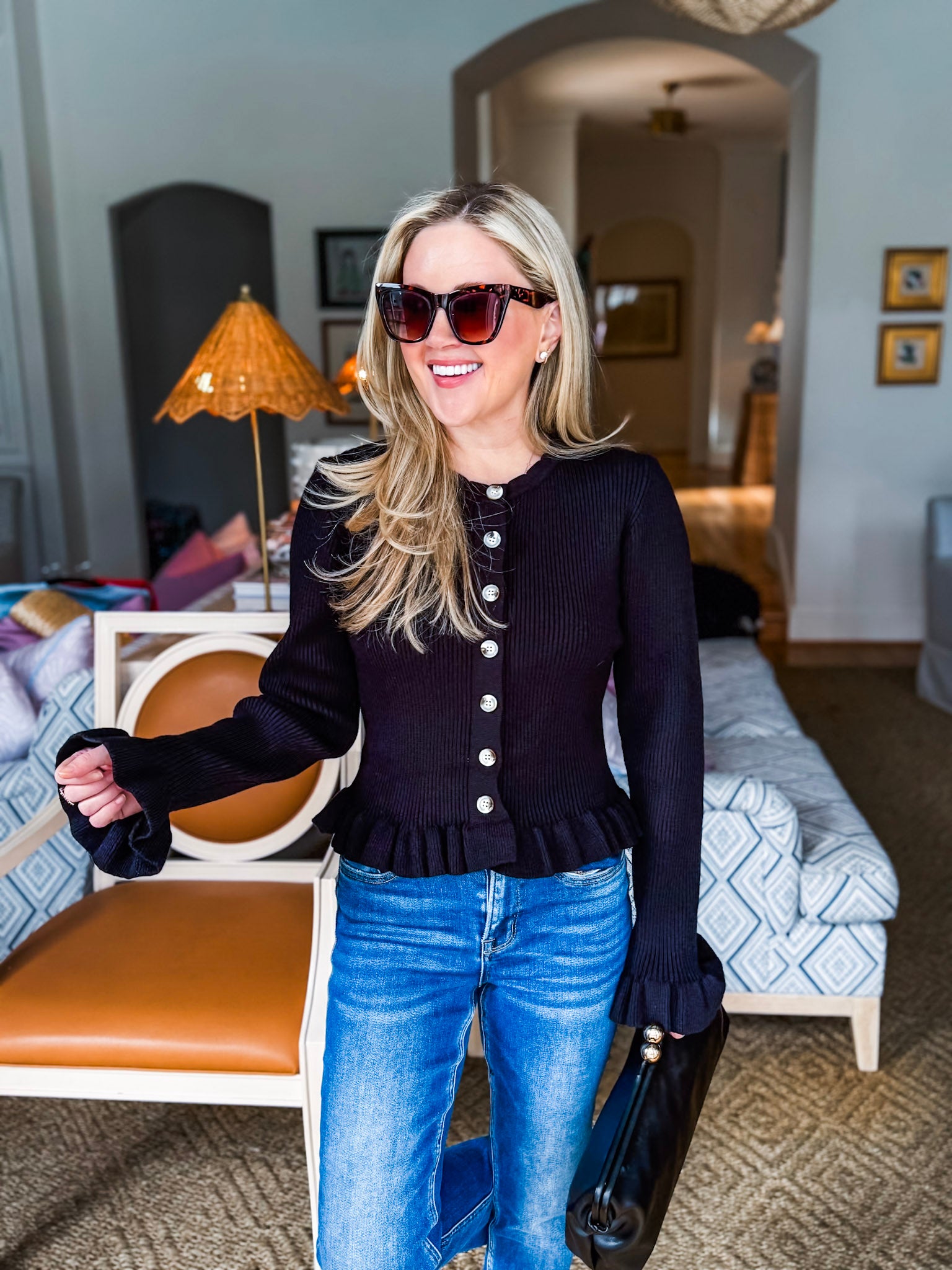 Falling for Cozy Knit Cardigan-Black