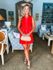 Bonjour Babe Collar Dress-Red