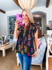Garden Reverie Botanical Top-Black