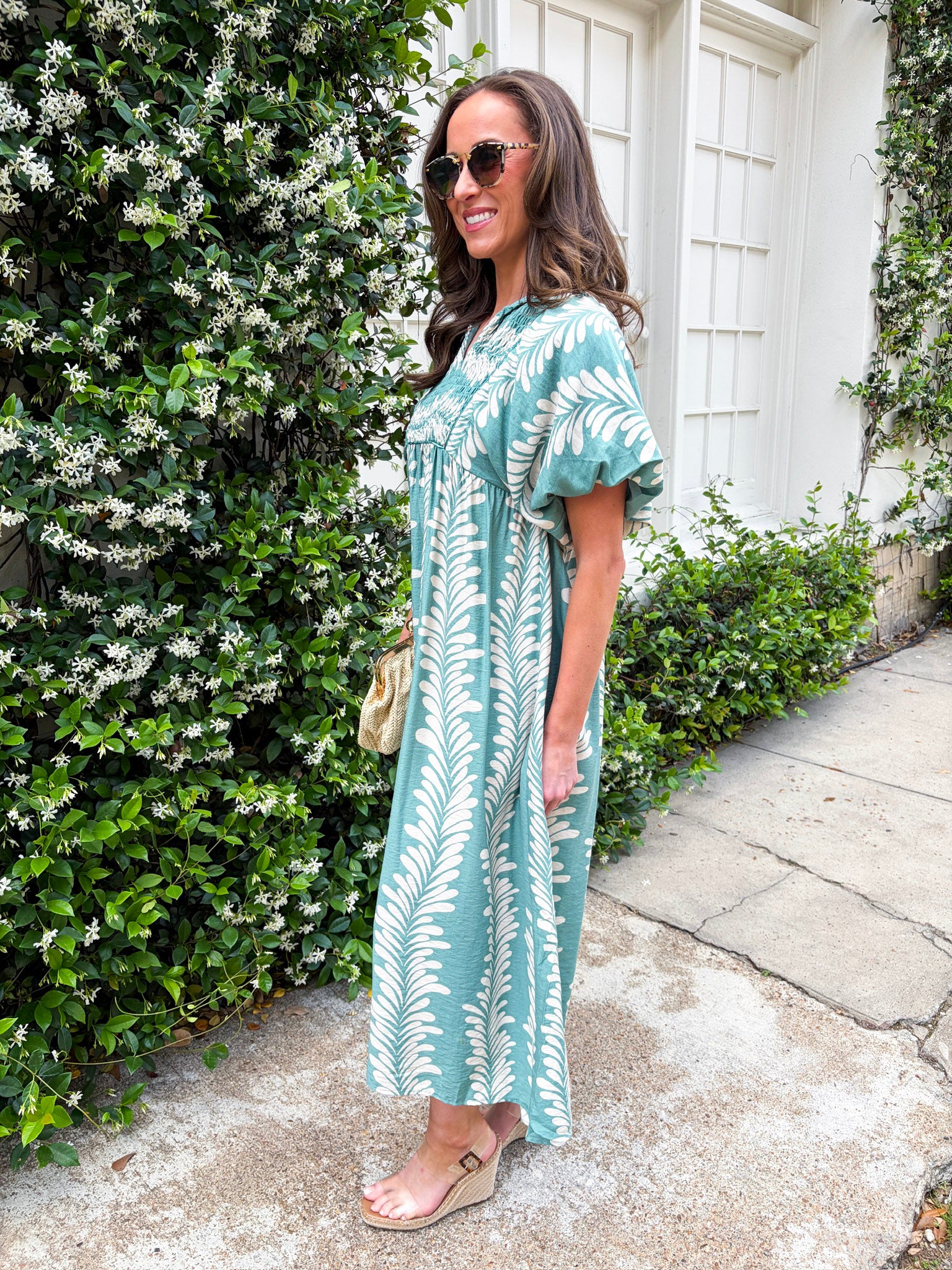 Sunkissed Glow Midi Dress- Dusty Mint/Cream
