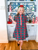 Joyful Plaid Mini Dress-Green