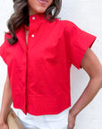 Timeless Touch Collar Top-Red