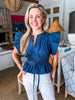 Whirlwind Romance Poplin Top-Navy