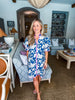 Tropical Villa Mini Dress-Slate Blue
