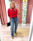 Oxford Knit Jacket-Red