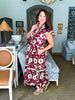 Meadow Moment Floral Midi Dress-Wine