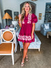 Magic Moment Floral Mini Dress-Burgundy