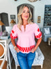 Cherry Blossom Embroidered Top-Pink/Red
