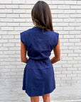 Ivory Breeze Mini Dress-Navy