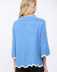 Go With the Flow Knit Top-French Blue/Cream
