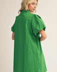 Floral Majesty Shift Mini Dress-Kelly Green
