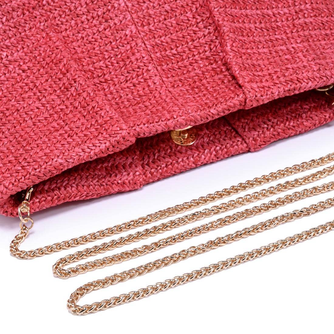 Breeze Woven Clutch-Coral