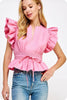 Whirlwind Romance Poplin Top- Pink