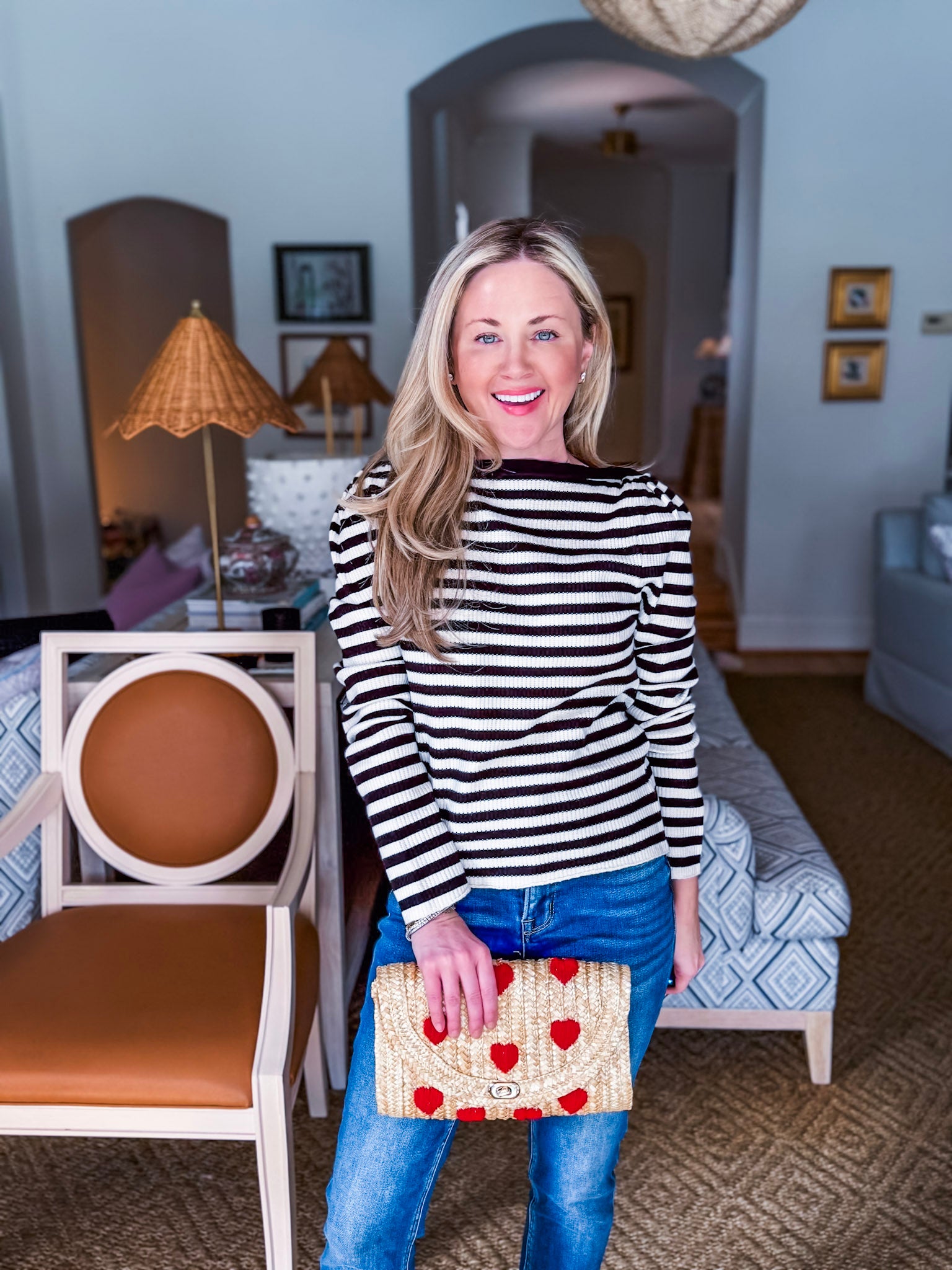 Nantucket Days Ribbed Top-Black/Ivory