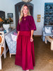 Fit & Flare Maxi Skirt-Wine