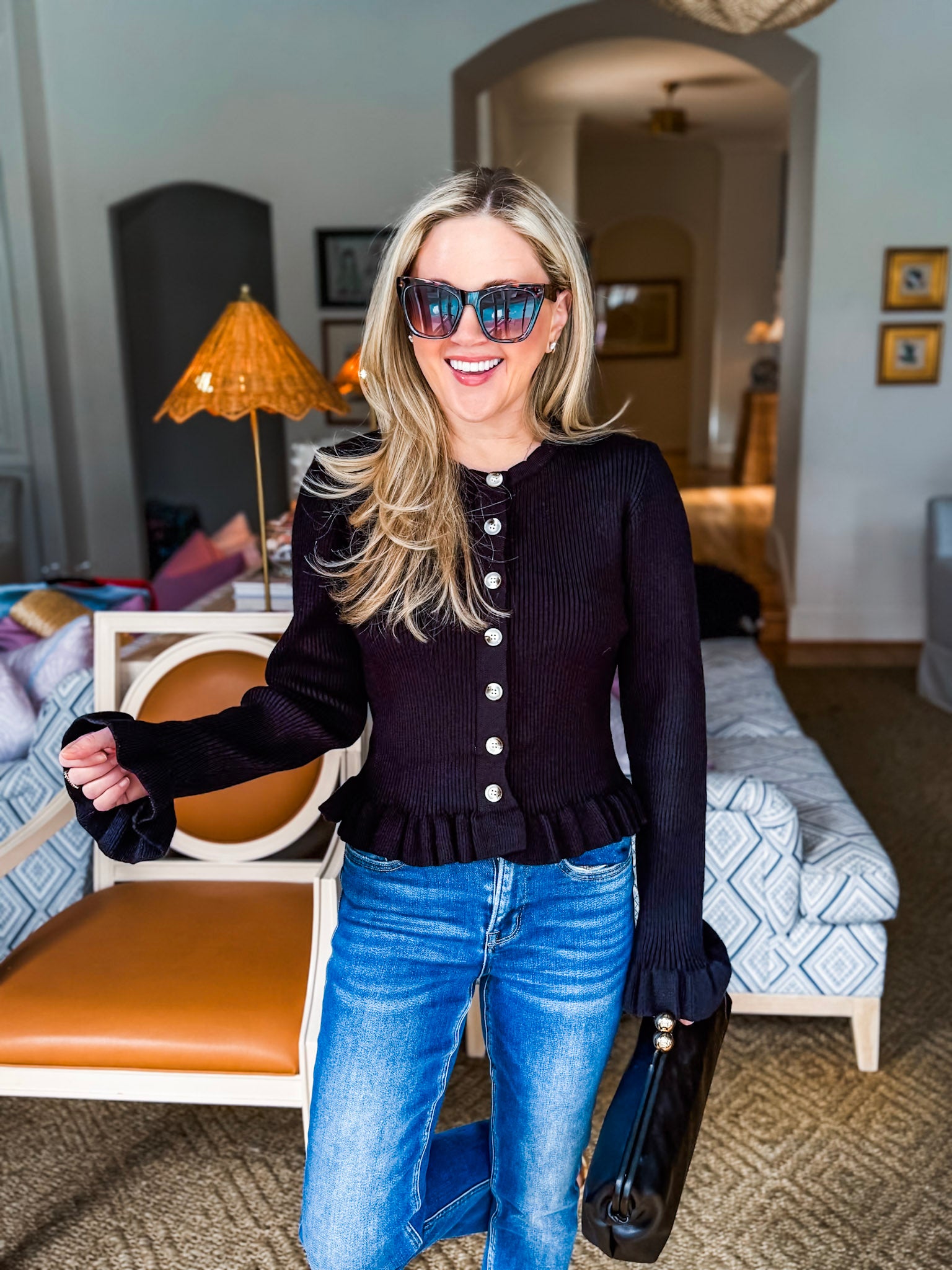 Falling for Cozy Knit Cardigan-Black