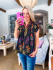 Garden Reverie Botanical Top-Black