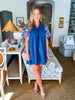 Pure Vida Embroidered Dress- Navy