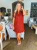 Dynamic Details Jacquard Mini Dress-Rust